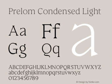 PrelomCondensedLight Version 1.000 Font Sample