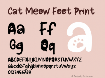 Cat Meow Foot Print Version 1.004;Fontself Maker 3.5.1 Font Sample