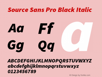 Source Sans Pro Black Italic Version 1.065;PS 2.0;hotconv 1.0.79;makeotf.lib2.5.61930 Font Sample
