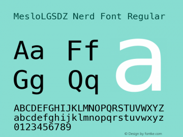 Meslo LG S DZ Regular Nerd Font Complete 1.210 Font Sample