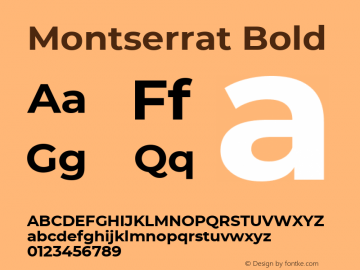 Montserrat Bold Version 7.200;PS 007.200;hotconv 1.0.88;makeotf.lib2.5.64775 Font Sample