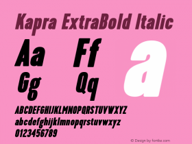 Kapra-ExtraBoldItalic Version 1.000;PS 001.001;hotconv 1.0.56图片样张