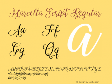 Marcella Script Version 1.000 Font Sample