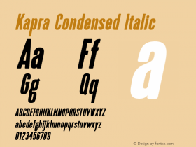 Kapra-CondensedItalic Version 1.000;PS 001.001;hotconv 1.0.56 Font Sample