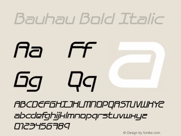 Bauhau-BoldItalic Version 1.001 Font Sample