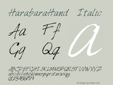 HarabaraHand Italic  Font Sample