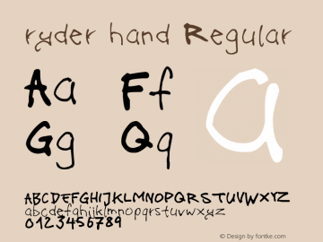 ryder hand alt Version 1.00 December 15, 2015, initial release Font Sample