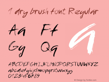 1 dry brush font Version 1.00 January 14, 2017, initial release图片样张