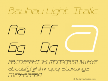 Bauhau-LightItalic Version 1.001图片样张