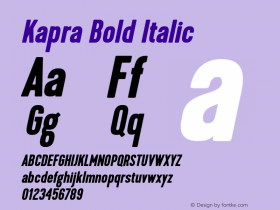 Kapra-BoldItalic Version 1.000;PS 001.001;hotconv 1.0.56 Font Sample