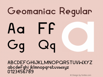 Geomaniac Regular Version 001.000 Font Sample