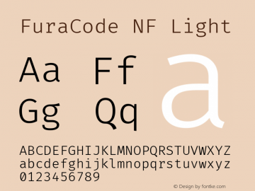 Fura Code Light Nerd Font Complete Mono Windows Compatible Version 1.206 Font Sample