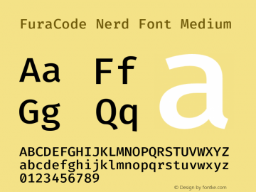 Fura Code Medium Nerd Font Complete Version 1.206;PS 001.206;hotconv 1.0.88;makeotf.lib2.5.64775图片样张