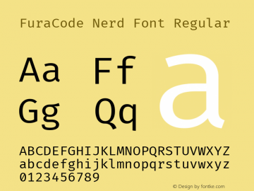 Fura Code Regular Nerd Font Complete Version 1.206图片样张