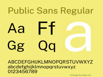 Public Sans Regular Version 1.002;hotconv 1.0.109;makeotfexe 2.5.65596 Font Sample