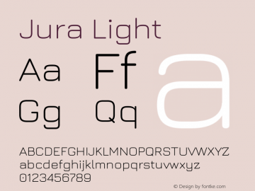 Jura Light Version 5.104 Font Sample
