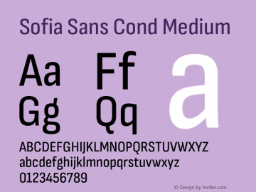 Sofia Sans Cond Medium Version 4.000;hotconv 1.0.109;makeotfexe 2.5.65596 Font Sample