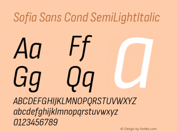 Sofia Sans Cond SemiLightItalic Version 4.000图片样张