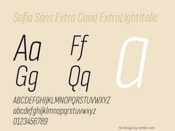 Sofia Sans Extra Cond ExtraLightItalic Version 4.000图片样张