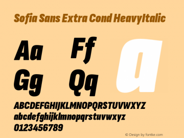 Sofia Sans Extra Cond HeavyItalic Version 4.000;hotconv 1.0.109;makeotfexe 2.5.65596图片样张