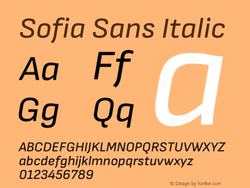 Sofia Sans Italic Version 4.000 Font Sample