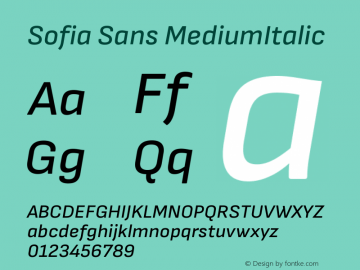 Sofia Sans MediumItalic Version 4.000 Font Sample