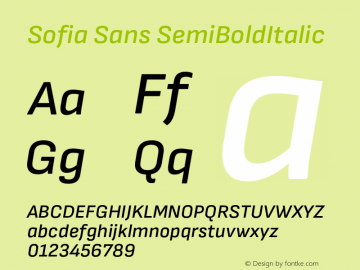 Sofia Sans SemiBoldItalic Version 4.000;hotconv 1.0.109;makeotfexe 2.5.65596图片样张