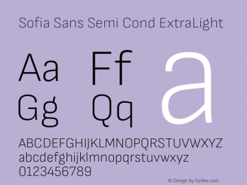 Sofia Sans Semi Cond ExtraLight Version 4.000;hotconv 1.0.109;makeotfexe 2.5.65596 Font Sample