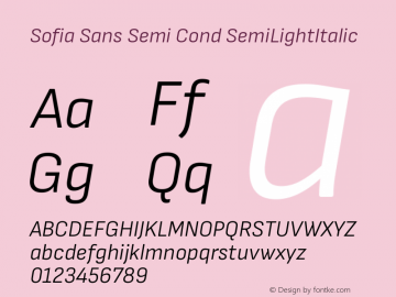 Sofia Sans Semi Cond SemiLightItalic Version 4.000 Font Sample