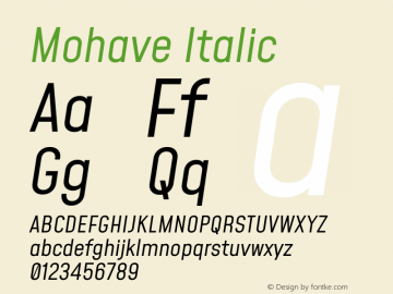 Mohave Italic Version 2.002; ttfautohint (v1.8.3) Font Sample