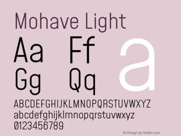 Mohave Light Version 2.002; ttfautohint (v1.8.3) Font Sample