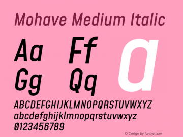 Mohave Medium Italic Version 2.002; ttfautohint (v1.8.3) Font Sample