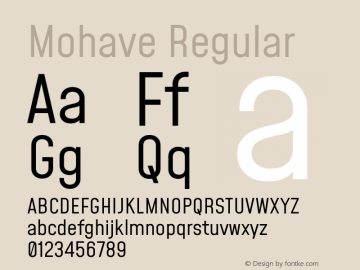 Mohave Regular Version 2.002; ttfautohint (v1.8.3) Font Sample