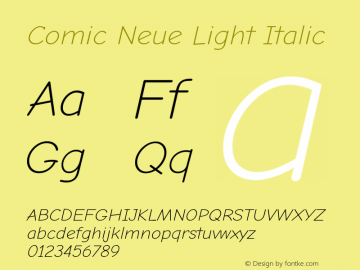 Comic Neue Light Italic Version 2.003 Font Sample