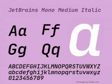 JetBrains Mono Medium Italic Version 1.0.4图片样张