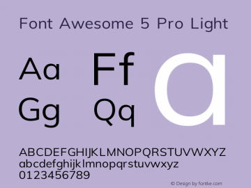 Font Awesome 5 Pro Light 331.008 (Font Awesome version: 5.13.0) Font Sample