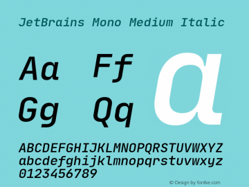 JetBrains Mono Medium Italic Version 1.0.6图片样张