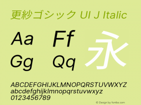 更紗ゴシック UI J Italic  Font Sample