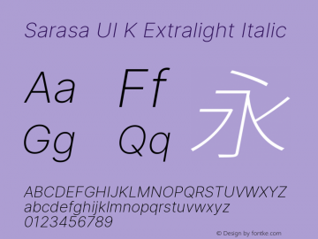 Sarasa UI K Extralight Italic Version 0.12.5; ttfautohint (v1.8.3) Font Sample