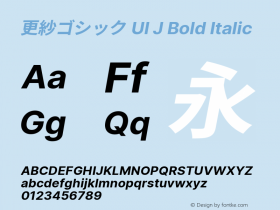 更紗ゴシック UI J Bold Italic  Font Sample