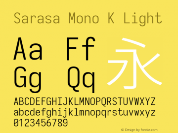 Sarasa Mono K Light Version 0.12.6; ttfautohint (v1.8.3) Font Sample