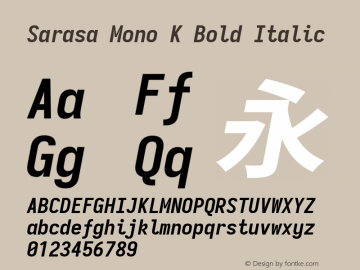 Sarasa Mono K Bold Italic Version 0.12.6; ttfautohint (v1.8.3)图片样张
