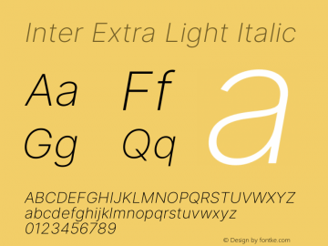 Inter Extra Light Italic Version 3.013;git-d82f67bfa图片样张