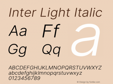 Inter Light Italic Version 3.013;git-d82f67bfa图片样张
