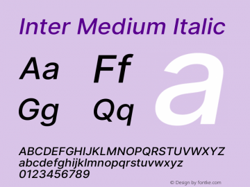 Inter Medium Italic Version 3.013;git-d82f67bfa图片样张