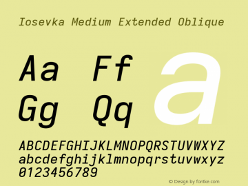 Iosevka Medium Extended Oblique 3.0.0-rc.7 Font Sample