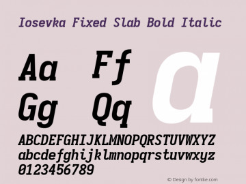 Iosevka Fixed Slab Bold Italic 3.0.0-rc.7图片样张