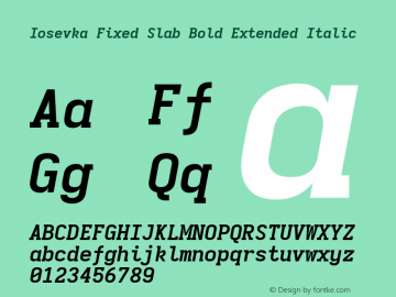 Iosevka Fixed Slab Bold Extended Italic 3.0.0-rc.7图片样张