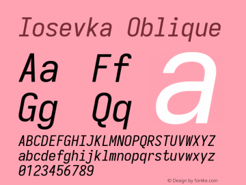 Iosevka Oblique 3.0.0-rc.7 Font Sample