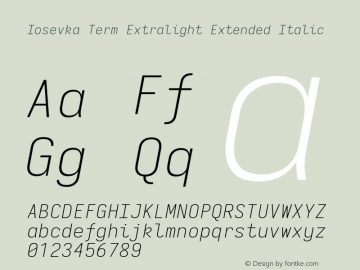 Iosevka Term Extralight Extended Italic 3.0.0-rc.7图片样张